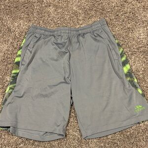adidas Men's Gray Athletic Shorts with Neon Green Accents